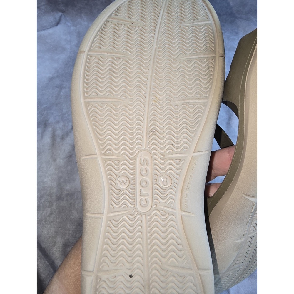 Crocs Swiftwater Sandals Tan & Brown Womens Size 8 Strappy Slip On Slides - Picture 7 of 7